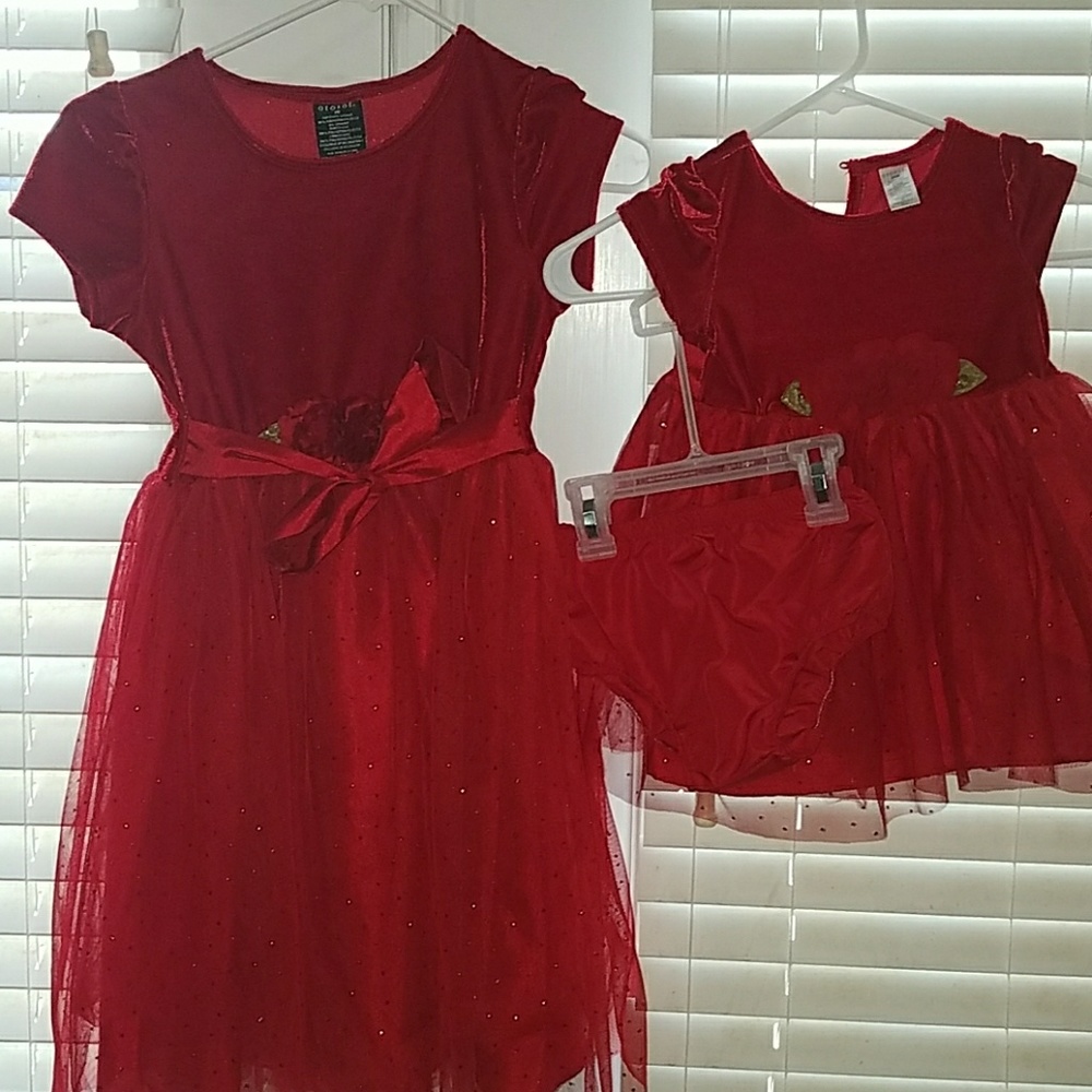 Red Sisterly Love matching dresses